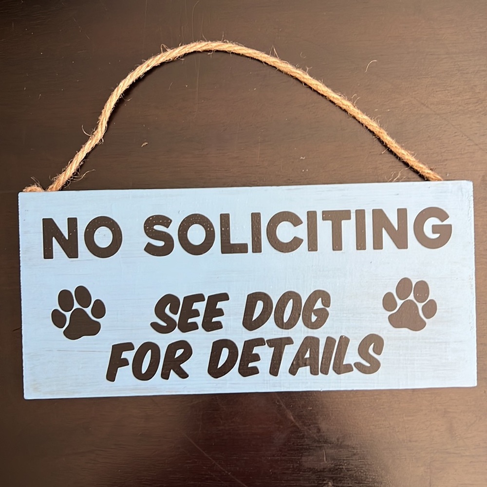 No Soliciting Wooden Door Sign See Dog For Details Paw Print 🐾